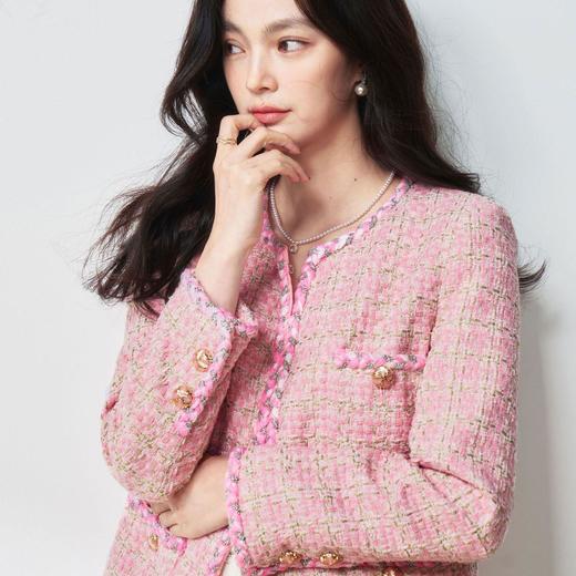 【高货sh】全新升级【铂金会员367/天猫489/差价122】(11804) 洛诗琳2025春季新款氛围感重磅羊毛粗花呢气质小香风外套 商品图3