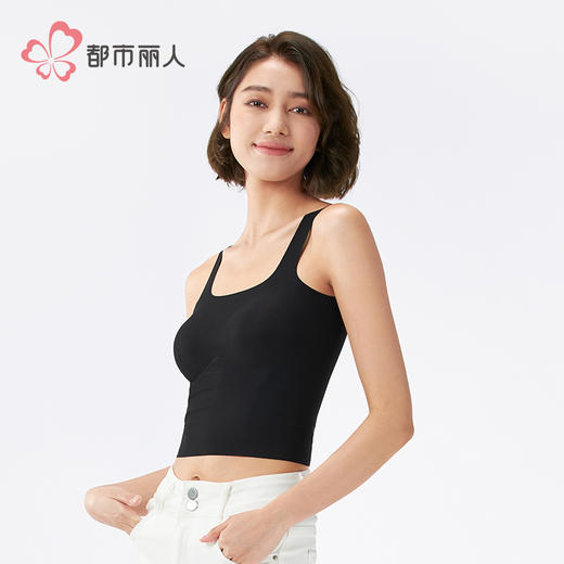 都市丽人丝质宽肩背心竖条冰丝时尚美搭宽肩背心LVH4A3 商品图2