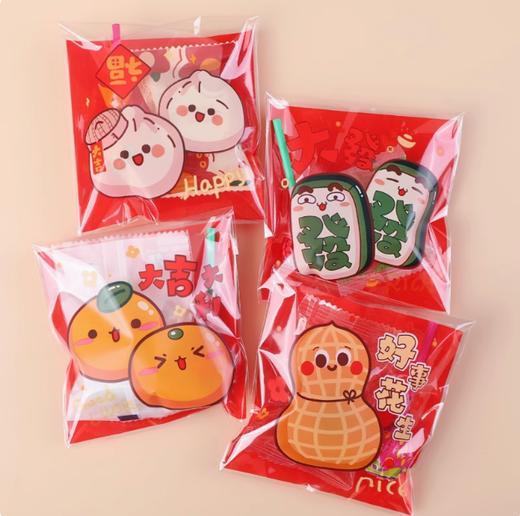 7*7cm/10*10cm 新年款混合装自粘袋 100入  饼干零食糖果平口自粘包装袋 商品图1