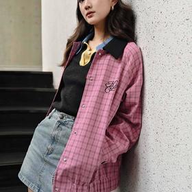 顺丰包邮洛诗琳34538早春新款学院风经典格纹慵懒宽松外套50239