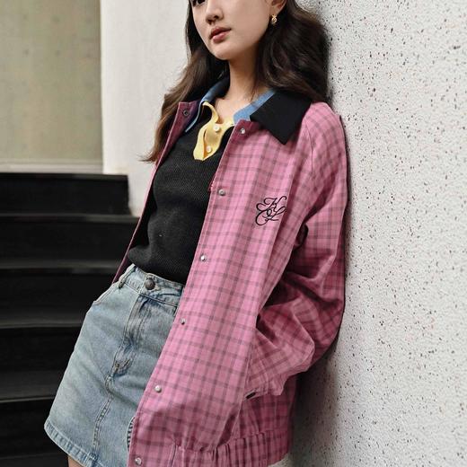 顺丰包邮洛诗琳34538早春新款学院风经典格纹慵懒宽松外套50239 商品图0
