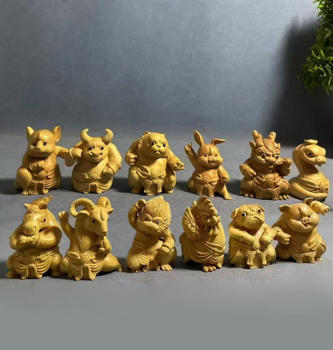新款十二生肖°黄杨小摆件