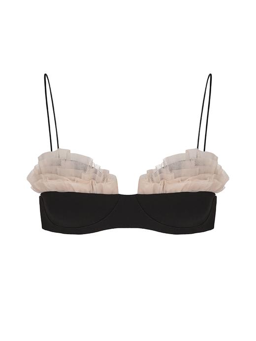 【薄云贝壳】薄纱层叠拼接设计吊带胸衣 商品图4