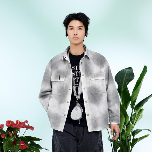 【新品上新】HX 春秋季水洗牛仔衬衫式茄克衫做旧喷色C105510004101/02 商品图0
