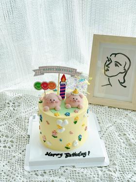 奶油霜动物小猪蛋糕（需要更换动物可以联系客服哦）