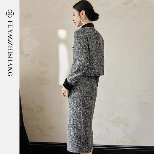 IWY/扶摇系列 奢贵羊毛短外套秋冬新款粗花呢收腰上衣半裙小香风套装FYCS561 商品图4