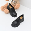 经典鲨女鞋2025年春季新款百搭黑色圆头中粗跟平底小皮鞋单鞋KW296-517011 商品缩略图1