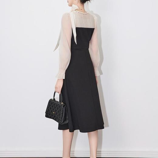 【高货wl】全新升级【铂金会员358/天猫479/差价121】(14212) 洛诗琳法式精美气质裙2025春季高级感撞色珍珠系带连衣裙 商品图4