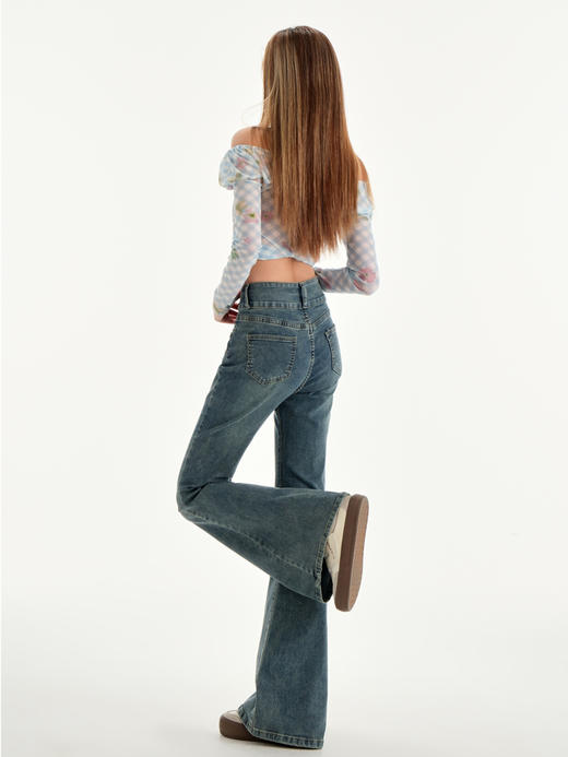 【GZ】无忧购2025春季韩版宽松阔腿牛仔百搭高腰弹力喇叭裤2025（截单后7天发货) 商品图3