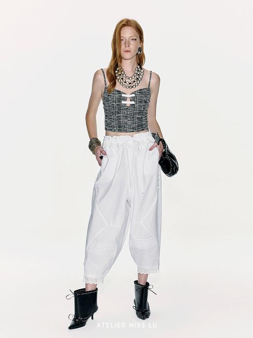 【银河少女】撞色一字蝴蝶结小香风吊带上衣 商品图0