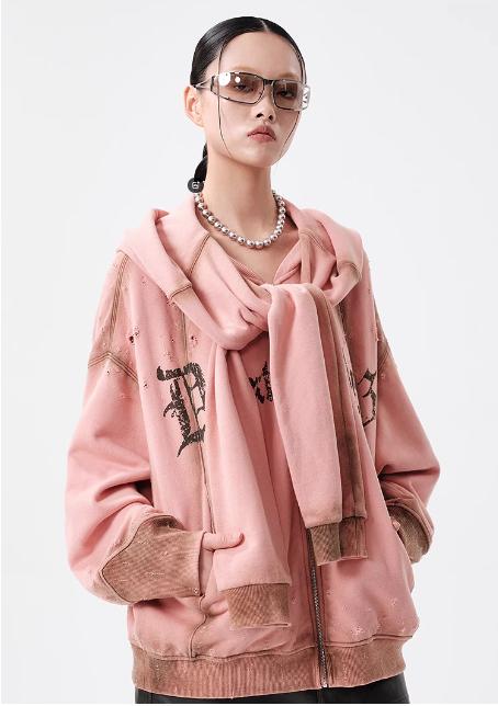 D63女装25春季新品复古做旧休闲宽松卫衣短外套 商品图1