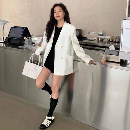 顺丰包邮洛诗琳34806设计感风琴领宽松廓形西装外套女26883 商品图1
