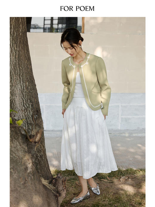 ForPoem 现货 25/SS原创设计拼接腰头肌理面料A摆半身裙 商品图1