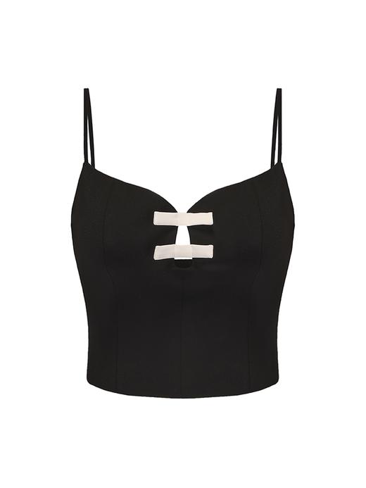 【少女未眠夜】撞色一字蝴蝶结设计吊带上衣 商品图4