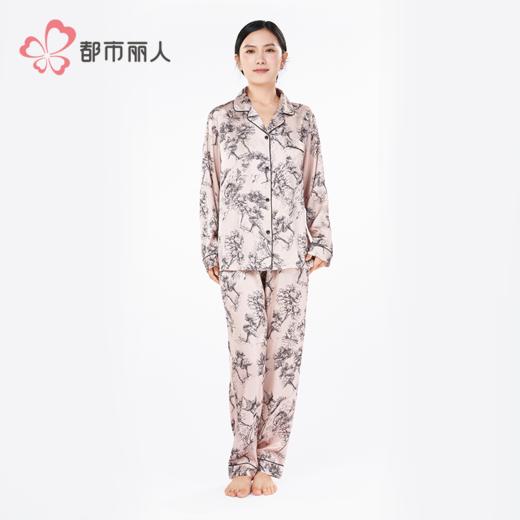 都市丽人女士丝质长袖套装薄冰雪丝印花好睡好眠长袖类LHH1D3 商品图2