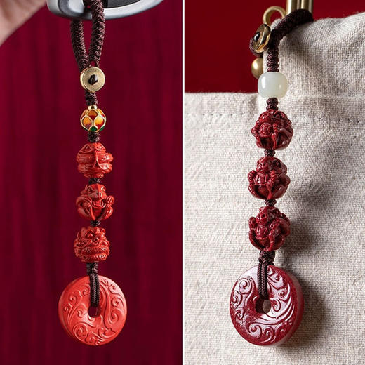 【天然朱砂❗️朱砂生肖平安扣】天然朱砂 雕刻细腻 蛇年男女款八宝莲灯吊坠 男女款紫金砂朱砂吊坠 情人节礼物父亲节礼物新年礼盒年货礼盒L 商品图2