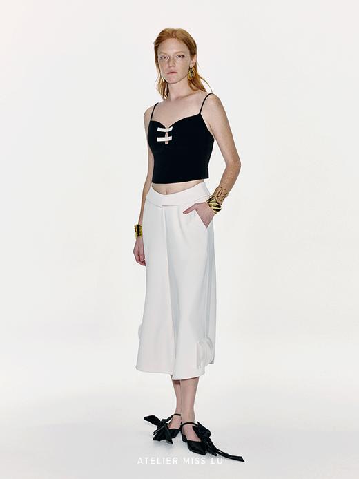 【少女未眠夜】撞色一字蝴蝶结设计吊带上衣 商品图2