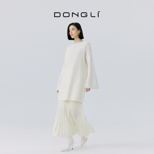 东黎 • 山羊绒女士秋冬钉珠片圆领喇叭袖套衫 4330 商品图3