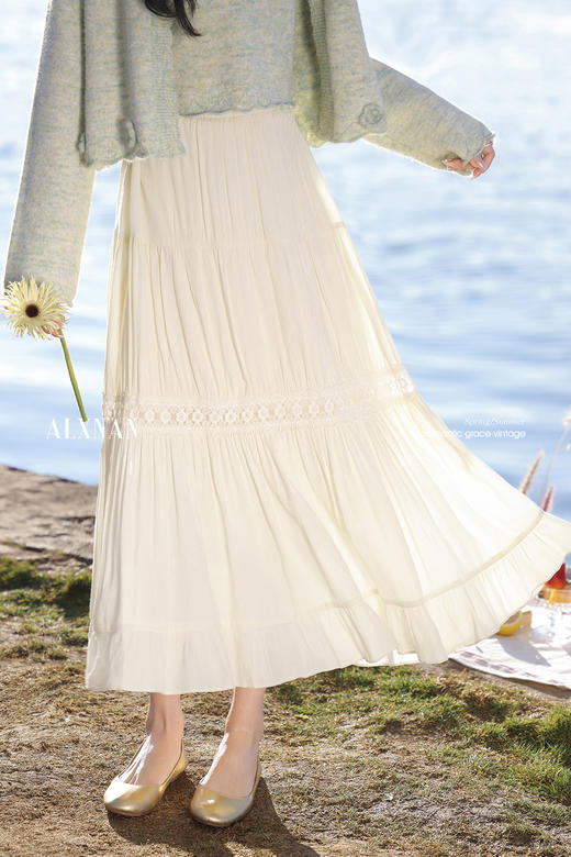 【6折秒杀】鹿向南「月光恋人」杏色新款半身裙L529219 商品图5