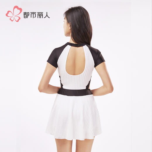 都市丽人女士连体泳衣薄提花条滨海休闲一体式泳衣LSH1B5 商品图3