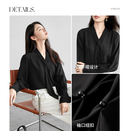 【内购】飘带领气质优雅时髦雪纺衫风琴褶设计佰搭场合衬衫上衣-151V57907 商品图2