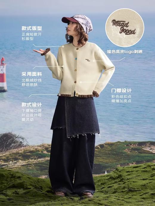 马得工地/MDGDMY251166/撞色花边假两件毛衣开衫 商品图1