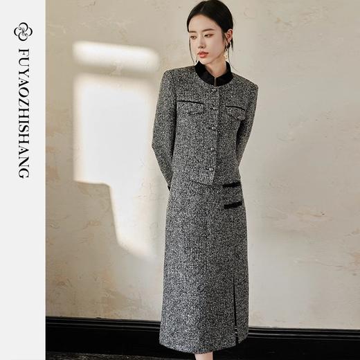 IWY/扶摇系列 奢贵羊毛短外套秋冬新款粗花呢收腰上衣半裙小香风套装FYCS561 商品图1