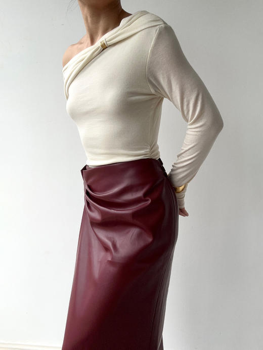 SIJIA | Venus skirt 弹力PU裹身半身裙  [ 酒红AW2478 / 黑AW2348 / 白AW2349 / 棕AW2350 ] 商品图12