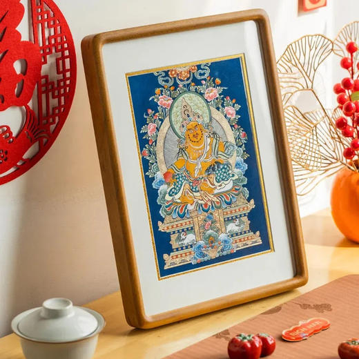 菜菜家唐卡金丝柚木桌摆|非遗唐卡传承画师，天然矿料纯手绘 商品图0