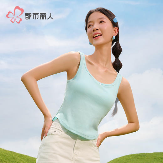 都市丽人棉质宽肩背心罗纹棉时尚美搭易搭衣宽肩背心LVH4A2 商品图2