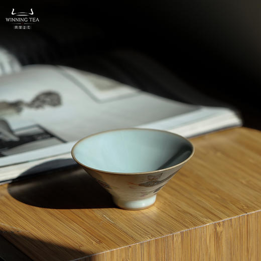 问鼎汝瓷鼎峰系列天青精工款小斗笠杯（蛇不得你） 商品图2