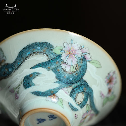问鼎汝瓷鼎峰系列天青精工款小斗笠杯（蛇不得你） 商品图3