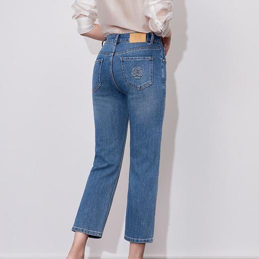 【高货wl】全新升级【铂金会员257/天猫339/差价82】(15627) 洛诗琳早春时尚休闲四面弹高腰玫瑰钉珠绣九分裤牛仔裤女 商品图4