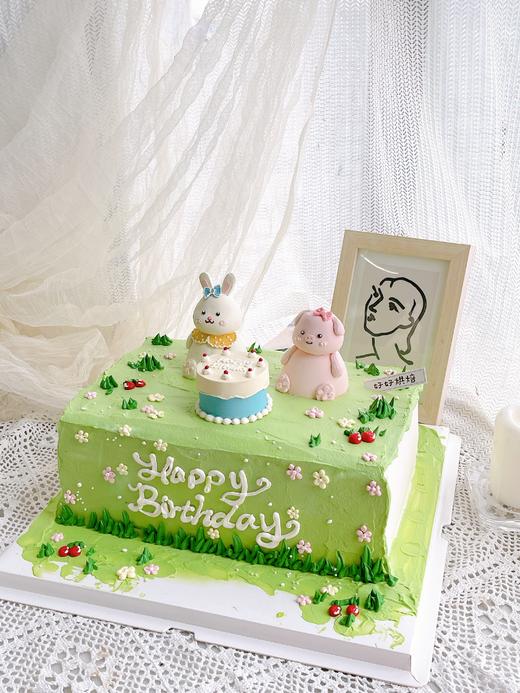 方形奶油霜立体动物小清新蛋糕（动物可以更换，备注一下或者联系客服沟通细节） 商品图0