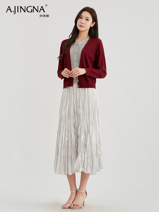 【松弛撞色】阿菁娜通勤风高端假两件绵羊毛套头毛衫F30C318011 商品图2