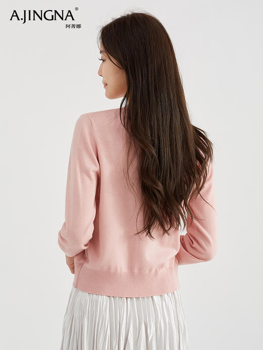 【松弛撞色】阿菁娜通勤风高端假两件绵羊毛套头毛衫F30C318011 商品图3