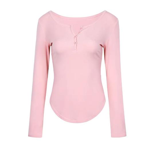 跃牌【海听系列】新款V领瑜伽服长袖专业健身t恤气质跑步运动上衣XC35 商品图4