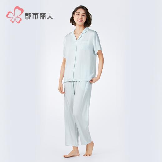 都市丽人女士梭织棉短袖套装薄人棉贡缎好睡好眠短袖类LHH1C9 商品图3