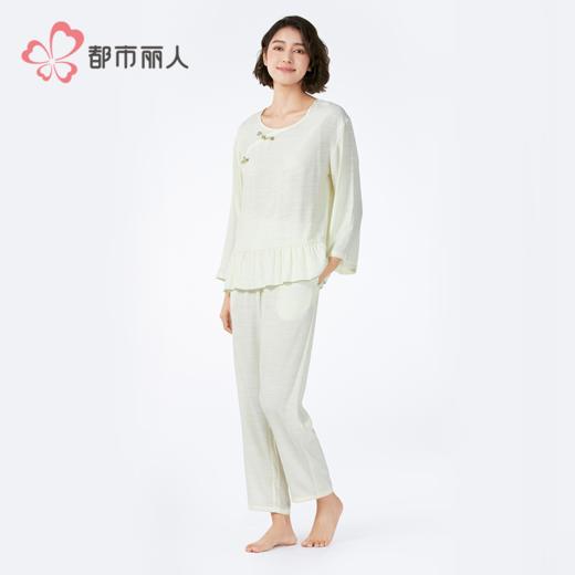 都市丽人女士梭织棉长袖套装薄麻麻纱生活家居长袖类LHH2E7 商品图1