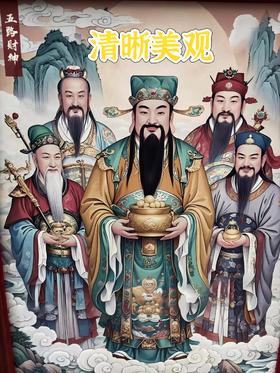 五路财神瓷板画 | 景德镇 | 高档精细  | +福文