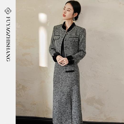 IWY/扶摇系列 奢贵羊毛短外套秋冬新款粗花呢收腰上衣半裙小香风套装FYCS561 商品图0