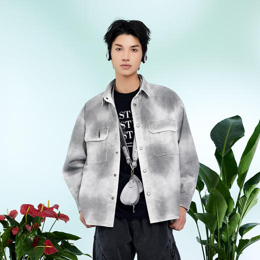 【新品上新】HX 春秋季水洗牛仔衬衫式茄克衫做旧喷色C105510004101/02 商品图4