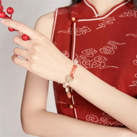 大英博物馆 东瀛系列锦鲤上岸金榜题名 和田玉 平安扣 盐源玛瑙手链 商品图1