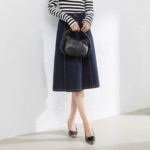 【高货rg】全新升级【铂金会员165/天猫219/差价54】(62841) 洛诗琳科技面料半身裙2025年春季新款高腰A字牛仔裙女 商品图0