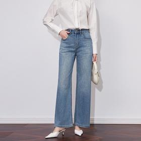 【高货wl】全新升级【铂金会员247/天猫329/差价82】(61658) 洛诗琳重工烫钻牛仔裤春季新款时尚高腰休闲通勤阔腿裤女