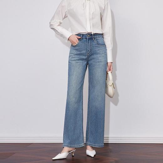 【高货wl】全新升级【铂金会员247/天猫329/差价82】(61658) 洛诗琳重工烫钻牛仔裤春季新款时尚高腰休闲通勤阔腿裤女 商品图0