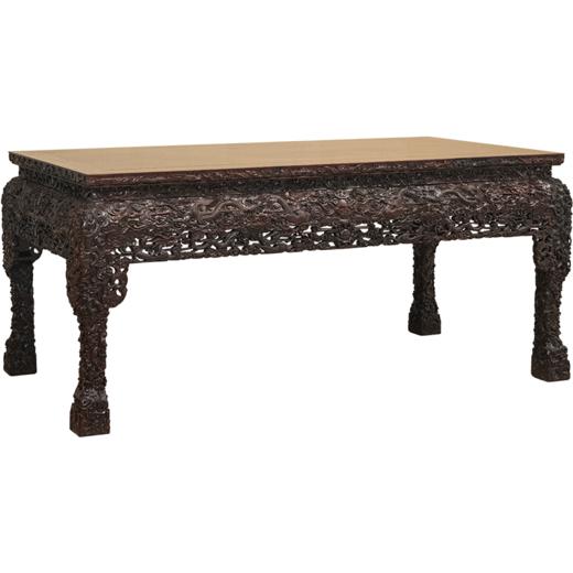 二十世纪 红木满雕云龙纹大画案 商品图5