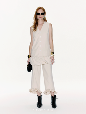 【夏日奏章】蓬松花苞下摆拼接直身纽扣连衣裙