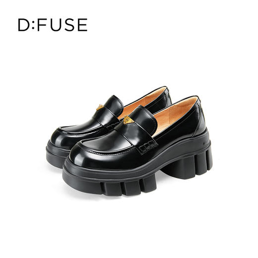 DFuse迪芙斯2025春季新款轻便通勤皮鞋三角标增高厚底乐福鞋DFD1112105 商品图7
