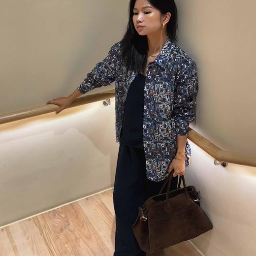 顺丰包邮洛诗琳11030早春新款设计感丝棉涂鸦精致翻领衬衣037 商品图2